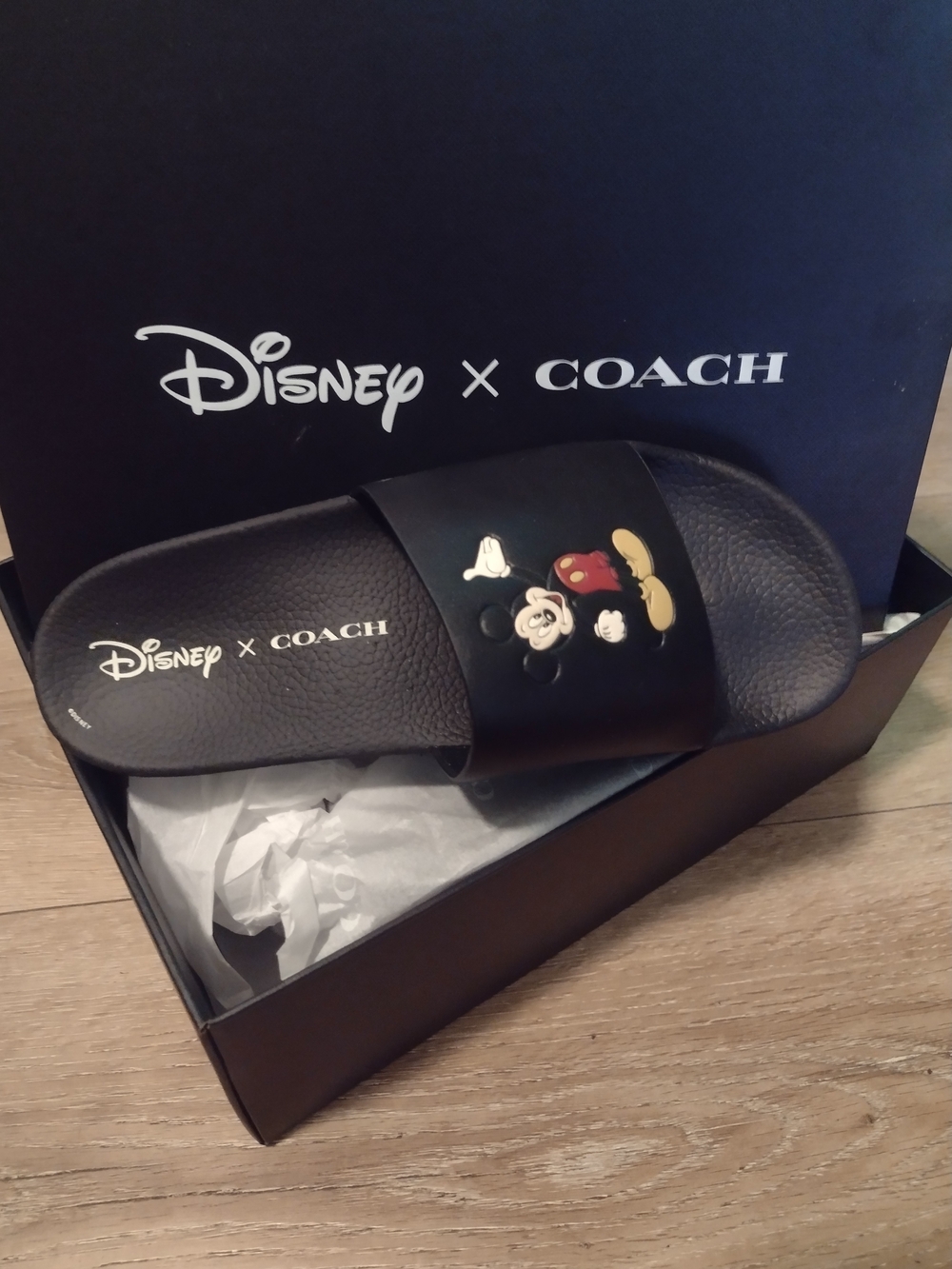 Coach Black Disney Mickey Slide Sandal